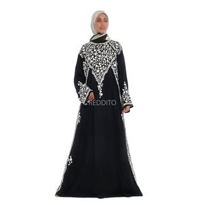 Venta en línea Pakistán Abaya Kaftan vestido mujeres musulmanas damas manga larga bordado tejido transpirable ecológico Casual - Product Image 1