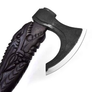 ขวานโทมาฮอว์กเหล็กคาร์บอนงานทำมืออเนกประสงค์ด้ามจับไม้ - Product Image 4