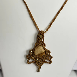 25x30มม. แจสเปอร์พลอยมาคราเม่สร้อยคอทำด้วยมือพร้อมจี้คริสตัลเหมาะเป็นของขวัญปีใหม่ให้ตัวเอง - Product Image 1