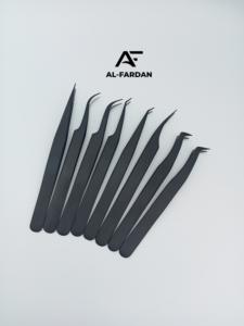 Pince à cils en acier inoxydable solide enduit de poudre noire outil d'extension de cils à poignée lâche pointue pour la marque privée de Volume - Product Image 5