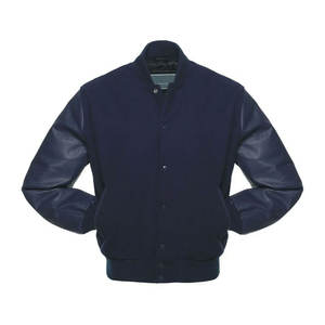 Chaqueta Versity personalizada Mangas de cuero Chenille Bordado Parche Logo Chaqueta de béisbol Contraste Chaqueta Versity - Product Image 3