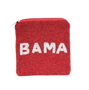 กระเป๋าสตางค์แบบปิดมีซิปขนาดเล็กน่ารักสีแดงขาวประดับลูกปัดสำหรับวันเกมกระเป๋าสตางค์จัดเก็บเหรียญแบบพิเศษสำหรับผู้หญิงของขวัญส่งเสริมการขาย - Product Image 1