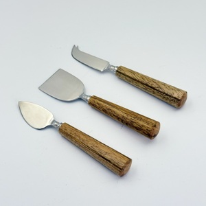 Juego de Queso Plateado con Mango de Madera, Cuchara, Tenedor, Rebanador y Espátula de Acero Inoxidable Moderno, Cubiertos de R B Overseas - Product Image 4