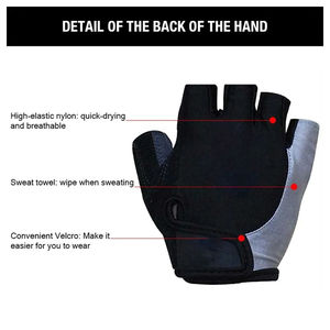 Gants de cyclisme populaires en tissu polaire, à demi-doigts, antidérapants, respirants, pour la gym et le VTT, avec logo personnalisé - Product Image 2