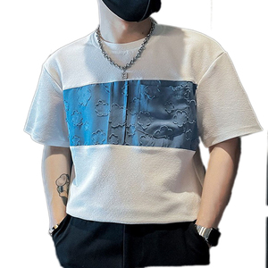 เสื้อยืดลำลองสำหรับผู้ชายคุณภาพสูงเสื้อคอกลมและแขนสั้นแบบถักออกแบบให้เข้ารูปสำหรับสวมใส่แบบทางการสำหรับฤดูร้อน - Product Image 4