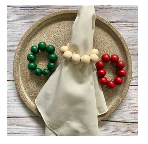High On Demanding Acacia Wood bead Napkin Ring Natural Material Hemp Napkin Rings Napkin Holder for <b>Wedding</b> - Product Image 6