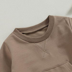 Ropa personalizada para niños Unisex de peso pesado Otoño Invierno sólido sudaderas sin capucha para niños niñas niños sudadera - Product Image 2