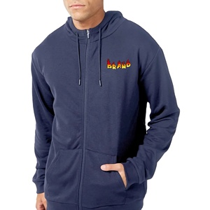 Personalizado bordado liso ligero 100% algodón Jersey 330 GSM Zip-Up Hoodie venta al por mayor de alta calidad con cremallera con capucha invierno hombres - Product Image 1