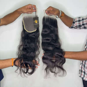 Cheveux humains de haute qualité à fermeture en dentelle frontale transparente avec cheveux de bébé, dentelle suisse Hd avec cheveux bruts de la branche - Product Image 1