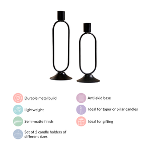 Ensemble de 2 chandeliers minimalistes en métal noir pour la décoration de la maison, les mariages et Noël, chandelier en fer durable - Product Image 5