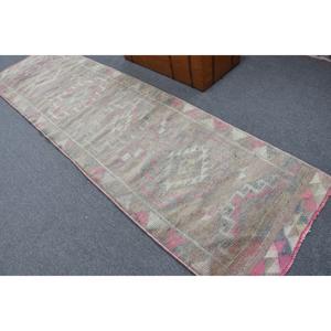 Tapis turc 2,9 x 10,5 pieds, tapis de couloir vintage, tapis persan en laine gris rose - Product Image 4