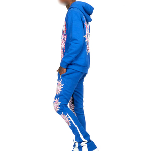 Chándal de dos piezas de invierno de gran tamaño de alta calidad personalizado para hombre 100% polar algodón estampado liso pulóver sudadera conjunto con capucha - Product Image 6