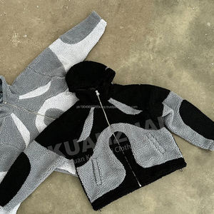 Veste Homme en Patchwork Boxy avec Fermeture Éclair, Doublure en Sherpa, Style Streetwear, Chaude pour l'Hiver - Product Image 4