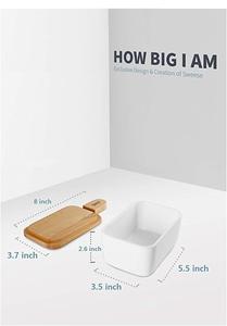 Beurrier en acier inoxydable de couleur grise avec couvercle de couleur marron en bois Ustensiles de cuisine ménagers de qualité exclusive en métal - Product Image 6