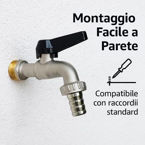 Válvula de Bola de Jardín de Latón de Estilo Industrial de 1/2 Pulgada con Palanca de Aluminio y Conector de Manguera, Diseño Resistente a la Corrosión, Montaje en Pared - Product Image 2