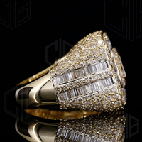 Bague en diamant simulé de laboratoire, bague hip-hop sertie de diamants, bague large pour rappeurs, pour hommes
