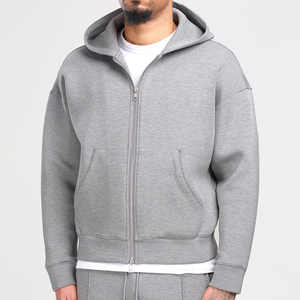 450 grammes Huppuri hommes décontracté gris à capuche veste zippée pull sweat ensemble coupe ample confortable Streetwear à capuche pour hommes - Product Image 4