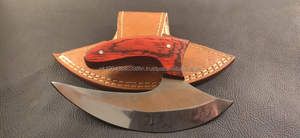 Couteau à pizza traditionnel en acier inoxydable multi-usages, écologique, argenté, avec manche en bois et étui en cuir - Product Image 3