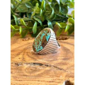Ray Jack #8 <b>Turquoise</b> & Sterling Silver <b>Ring</b> Size 12.75-Natural Stone Bezel Set Pear Cut Fine Jewelry Gift - Product Image 3