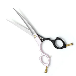 กรรไกรตัดขนสัตว์เลี้ยงกรรไกรตัดขนสัตว์เลี้ยงแบบโค้งสีเงิน6.5นิ้วพร้อมที่วางสองนิ้ว - Product Image 1