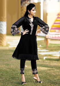 Dhwaja Export para mujer, nuevo traje pakistaní, zorro Georgette bordado Santos, parche inferior de algodón viscosa interior, secado rápido para todas las estaciones - Product Image 3