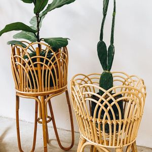 Rotin tissé à la main grand panier à linge herbe de mer panier Pots panier jonc de mer Pot de fleur avec poignée tissé à la main intérieur - Product Image 6