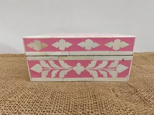 Boîte à bijoux artisanale en incrustation d'os Rangement élégant pour bagues, boucles d'oreilles et accessoires Boîte à bijoux de luxe en incrustation d'os - Product Image 3