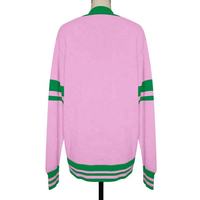 Vintage Varsity Cardigan Maßgeschneidert für Studentenverbindungen Winter 100% Baumwollfutter Knitterfrei Bedruckt für Schule und Universität Rosa