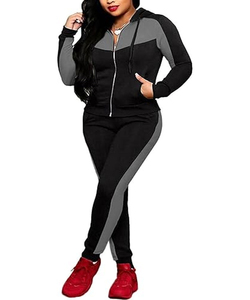 Ensemble de survêtements personnalisés avec logo, col rond, pull-over, jogging, ensemble 2 pièces pour femmes - Product Image 1