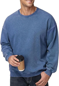 OEM Heavyweight Acid Wash Cotton Sweatshirt <b>Men</b> Street Fashion Vintage Acid Wash Sweatshirt <b>Men</b> Winter <b>Pullover</b> - Product Image 4