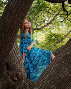 Robe bohème Heidi mi-longue, tissage à la main, ikat, pur coton, faite à la main, décontractée, occasionnelle - Product Image 4