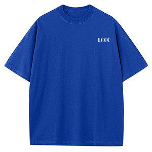 2024 camiseta de lujo Boxy Fit para hombre, logotipo de marca personalizado impreso, Color sólido, transpirable, OEM personalizado, de talla grande, camiseta de gran tamaño en blanco - Product Image 2