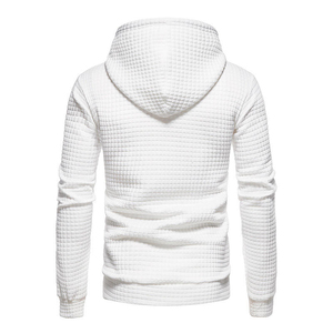 Pull-over décontracté à capuche pour hommes Sweat-shirt à capuche en coton matelassé à carreaux de couleur unie pour hommes - Product Image 6
