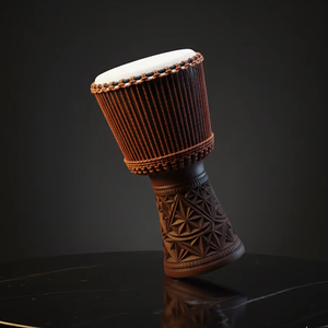 กลอง Djembe แกะสลักมือแอฟริกัน12นิ้วตัวสีบรอนซ์ B20สีแดงเชือกปรับแต่งผิวแพะธรรมชาติหัว15กก. สำหรับการใช้งานมืออาชีพ - Product Image 1