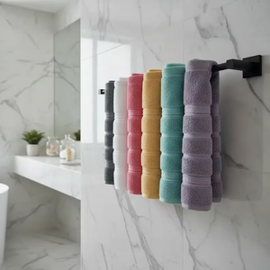 Eco-Friendly Large Plush <b>Bath</b> <b>Towel</b> <b>Set</b> Soft Turkish Cotton Quick-Dry Plaid Embroidered Design Antimicrobial Child-Proof for - Product Image 1