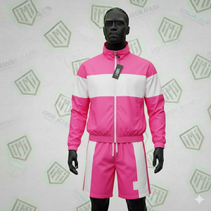 ชุดเซ็ตเสื้อแจ็คเก็ตมีฮู้ดซิปและกางเกงขาสั้นผ้าฝ้ายแท้ 100% สไตล์สตรีทแวร์สำหรับผู้ชาย ระบายอากาศได้ดี เป็นมิตรกับสิ่งแวดล้อม เหมาะสำหรับฤดูร้อน - Product Image 6