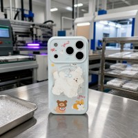 Coque de téléphone magnétique motif chien mignon pour iPhone 17 Pro Max 16 Pro Max 15 Pro avec poignée détachable