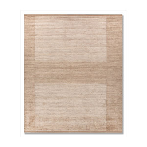 พรมขนสัตว์ทอมือสีเบจและสีน้ำตาลลายทางสไตล์โบโฮขนาดใหญ่ รุ่น Hwl-426 เหมาะสำหรับทางเข้าห้องนอนและทางเดิน - Product Image 1