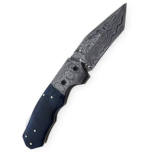 Couteau pliant en acier damas sur mesure de haute qualité avec gaine en cuir OEM pour une utilisation en extérieur Offre Spéciale - Product Image 5