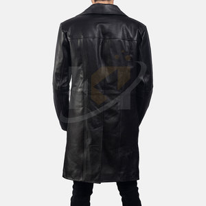 2025 couleur unie hommes décontracté hiver chaud en cuir manteau hommes nouveau hiver mode en cuir Trench manteau pour hommes - Product Image 4