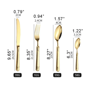 Vente chaude En Acier Inoxydable Brillant Vaisselle Couverts Ensemble Couteau Cuillère Fourchette Couverts Or Couverts Ensemble pour Table De Mariage Houe Utilisation - Product Image 2