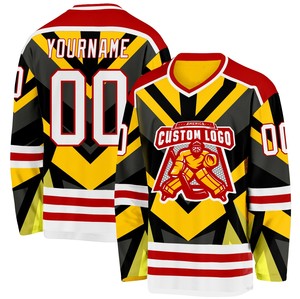 Jersey de Hockey sobre Hielo Personalizado con Transferencia de Calor, Transpirable, 100% Poliéster, Cuello en V, Peso de Tela 220g, Nombre del Equipo Personalizable - Product Image 4