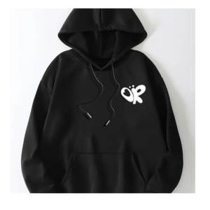 Pull à capuche rembourré 100% coton pour hommes, hiver, polaire doublée à motif uni avec col à capuche teint uni - Product Image 2