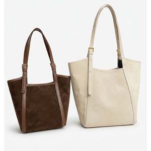 Borsa a Spalla da Donna in Vera Pelle Scamosciata e Pelle Dollaro Art. 26076-Fabbricato in Italia" - Product Image 4