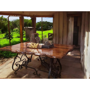 Natural Mesquite Solid Wood Wrought Iron Live Edge Executive <b>Desk</b> Hand-Forged 1-Year Warranty - Product Image 1