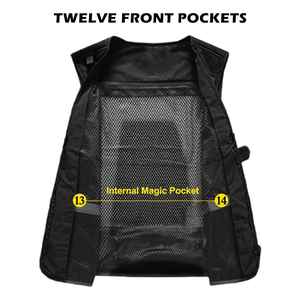 Chaleco de utilidad de malla transpirable negro para hombre, ropa exterior de fotógrafo de carga de trabajo de invierno, multibolsillo a prueba de viento para pesca al aire libre - Product Image 3