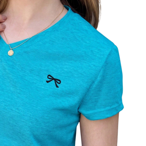 <b>Women</b> <b>V</b>-<b>Neck</b> Breathable Embroidery <b>T</b>-<b>Shirt</b> 100% Cotton Jersey Short Sleeve Plain Solid Color Plus Size Casual Summer Top - Product Image 3