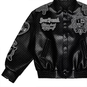 Chaqueta de moto de moda al por mayor para hombre chaqueta universitaria de piel auténtica con bordado de chenilla personalizada para hombre - Product Image 2