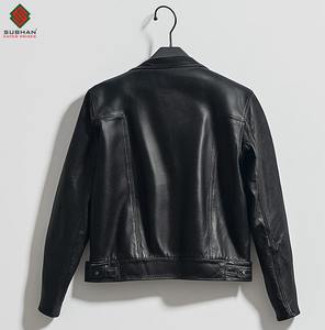 Veste de motard en cuir synthétique noir pour homme, faite à la main, en cuir véritable, coupe ajustée, décontractée, fermeture éclair, solide, service OEM - Product Image 2