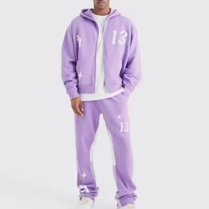 Conjunto de sudadera con capucha y forro polar de algodón para hombre, chándal transpirable con estampado de soplo de logotipo personalizado para ropa informal para invierno - Product Image 1